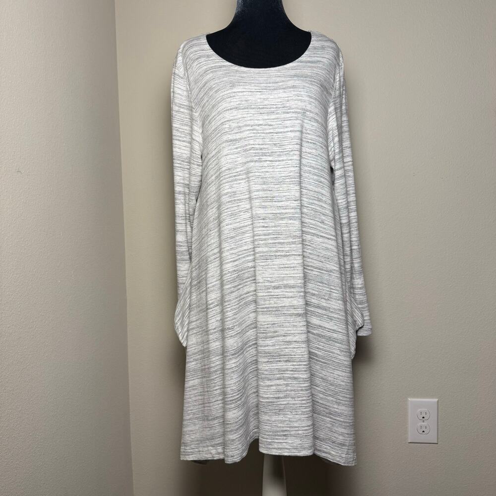 Bryn Walker Swing Dress Long Sleeves Gray Lagenlook Stretch Casual Size Medium